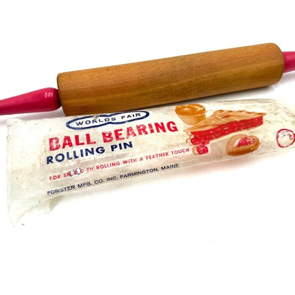 Vintage Foster Worlds Fair Brand Wooden Rolling Pin comes with original packagin - Picture 4 of 10